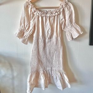 Cream body con rusched dress